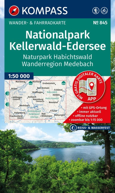 845 Nationalpark Kellerwald-Edersee - Kompass Wanderkarte