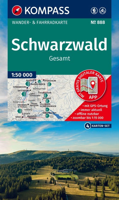 888 Schwarzwald Gesamt 1:50.000 - Kompass Wanderkartenset