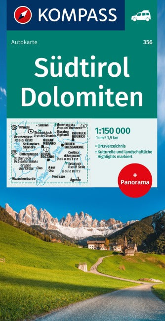 Südtirol, Dolomiten - Kompass Autokarte 1:150.000