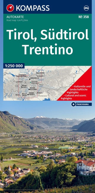 Südtirol, Trentino - Kompass Autokarte 1:250.000
