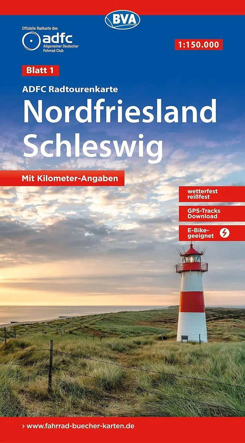 ADFC-Radtourenkarte 01 Nordfriesland /Schleswig 1 : 150.000