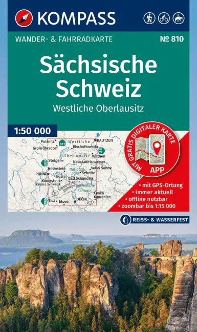 810 Sächsische Schweiz, Westliche Oberlausitz 1:50.000 - Kompass Wanderkarte
