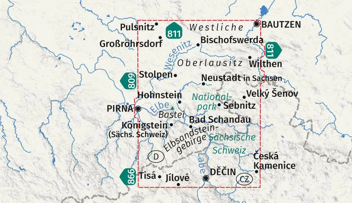 810 Sächsische Schweiz, Westliche Oberlausitz 1:50.000 - Kompass Wanderkarte