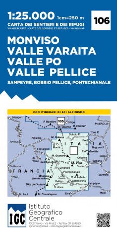 106 Monviso - Sampeyre - Bobbio Pellice - Wanderkarte 1:25.000 - IGC