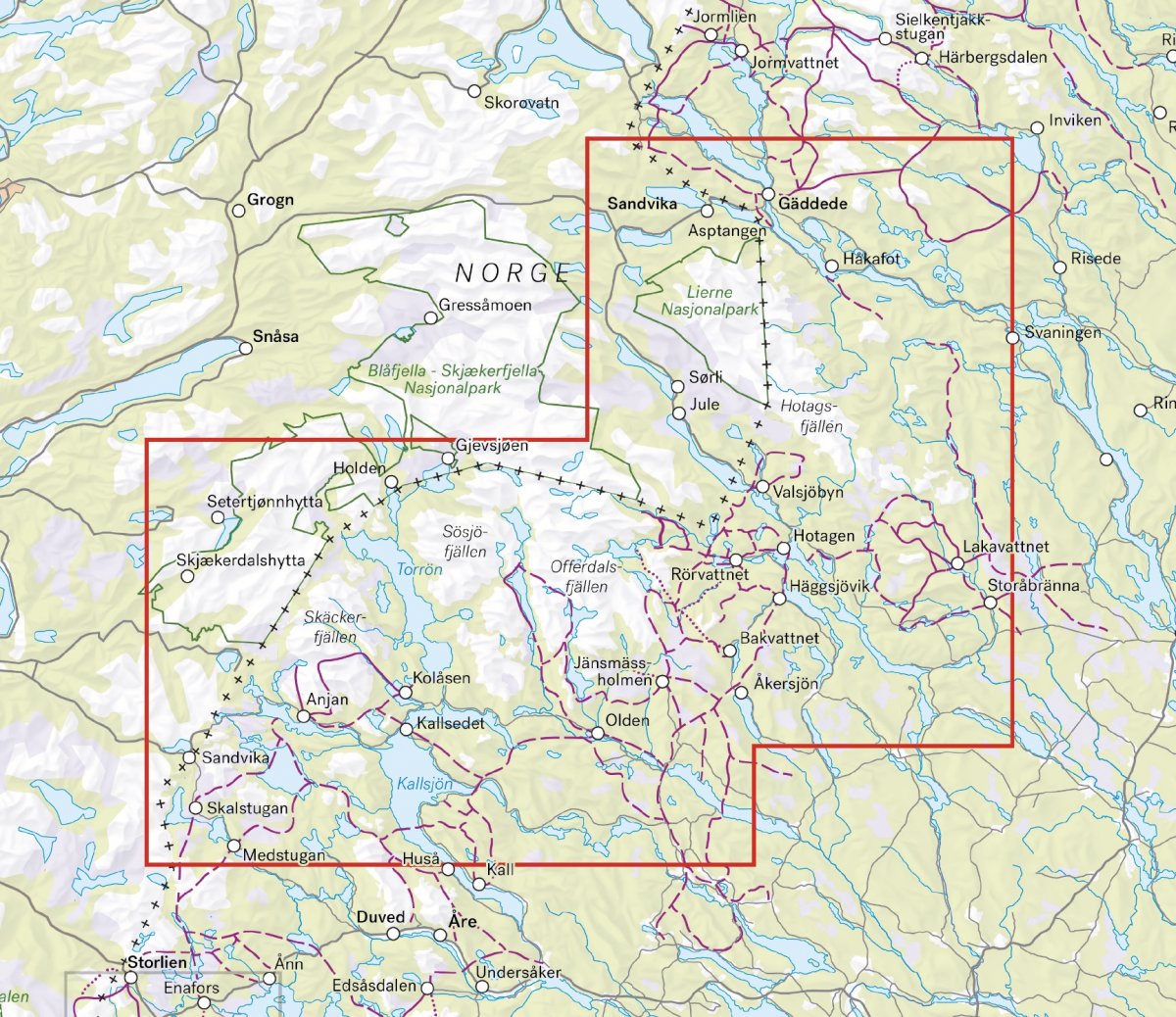 Gäddede, Hotagsfjällen och Skalstugan 1:100.000