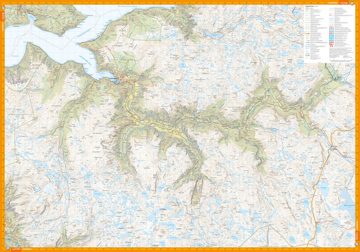 Nærøyfjorden & Lærdalen 1:50.000 Wanderkarte Calazo