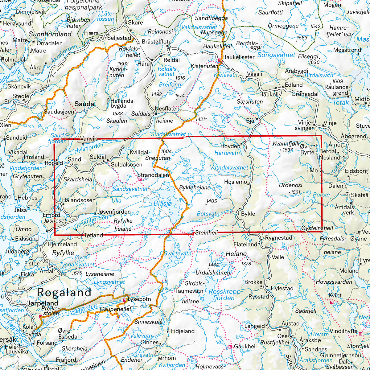 Suldalsheiane - Bykleheiane & Hovden 1:50.000 Calazo