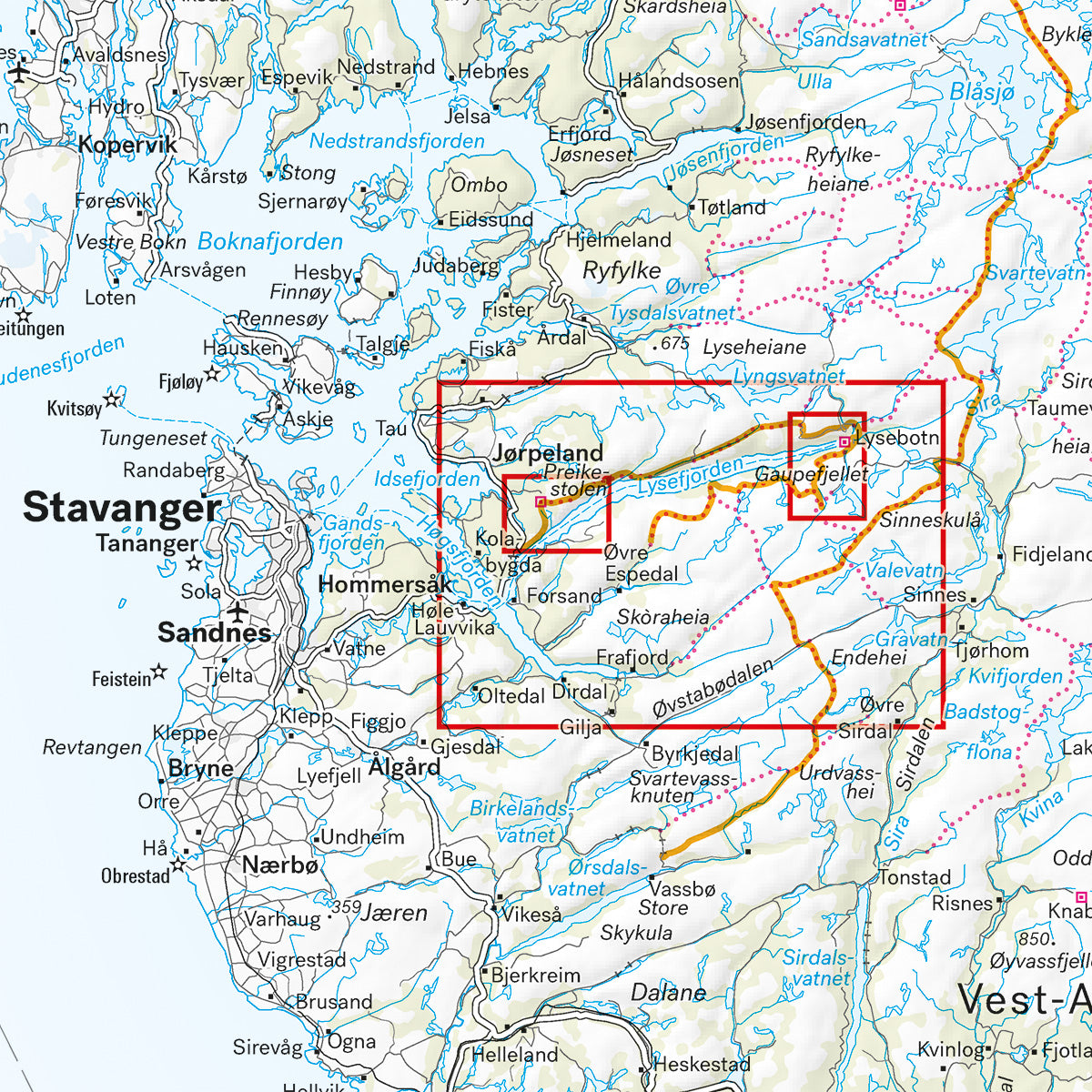 Lysefjorden - Preikestolen & Kjerag 1:50.000 / 1:15.000 Wanderkarte Calazo
