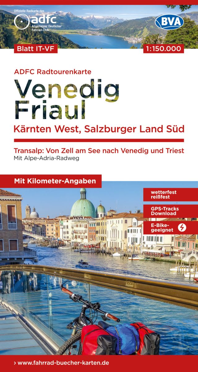 ADFC-Radtourenkarte 29 Venedig / Friaul / Kärnten West / Salzburger Land Süd 1:150.000