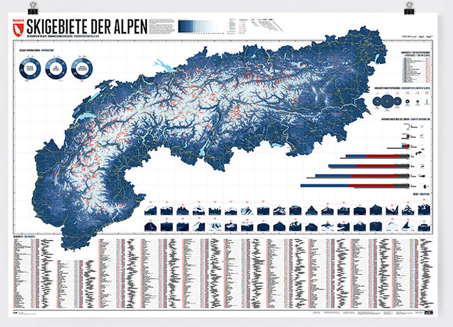 Alpenkarte mit allen 581 Skigebieten (XL)