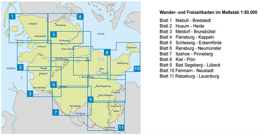 6 Rendsburg - Neumünster 1 : 50 000 - Wander- und Freizeitkarte Schleswig-Holstein