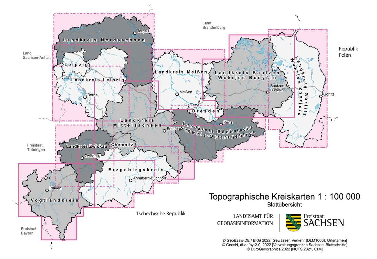 Kreiskarten Sachsen 1 : 100 000