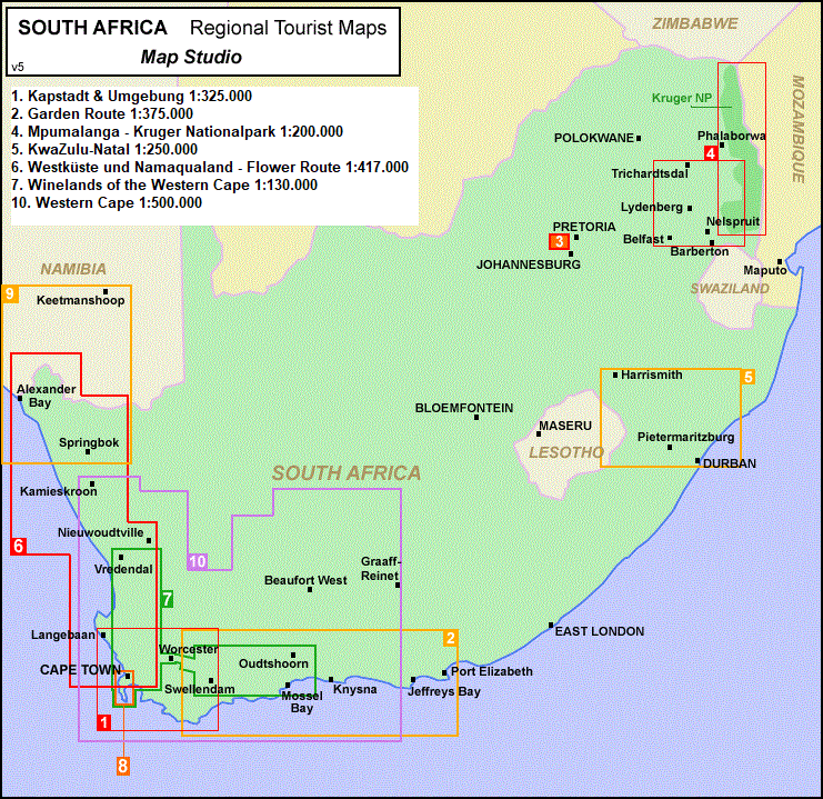 Garden Route 1:375.000 - Straßenkarte MapStudio - Südafrika