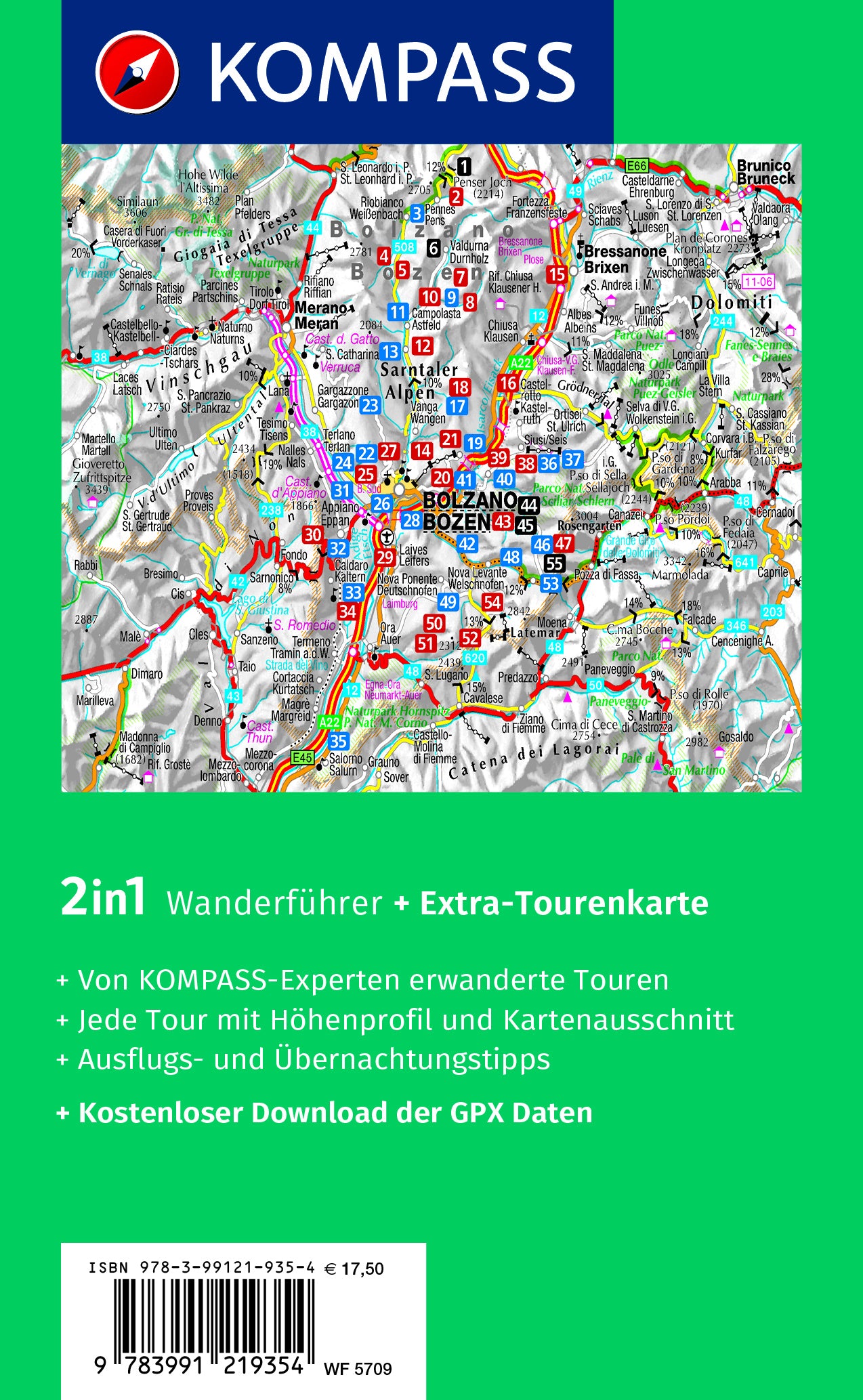 Bozen, Sarntal, Ritten, Eppan, Kalterer See, Seiser Alm - KOMPASS Wanderführer