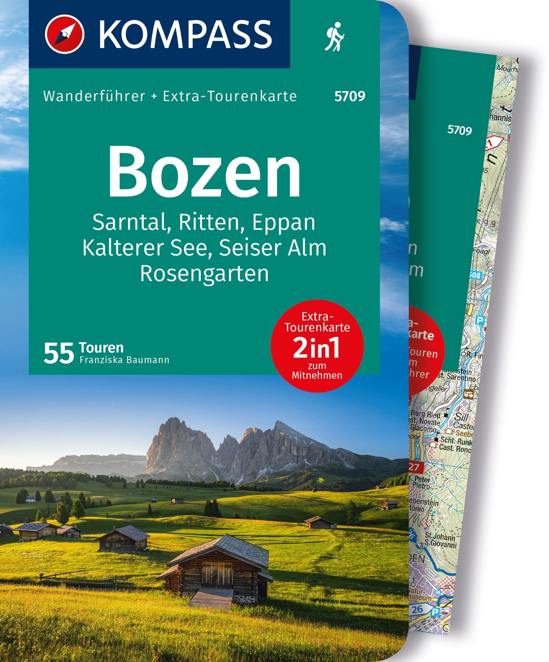 Bozen, Sarntal, Ritten, Eppan, Kalterer See, Seiser Alm - KOMPASS Wanderführer