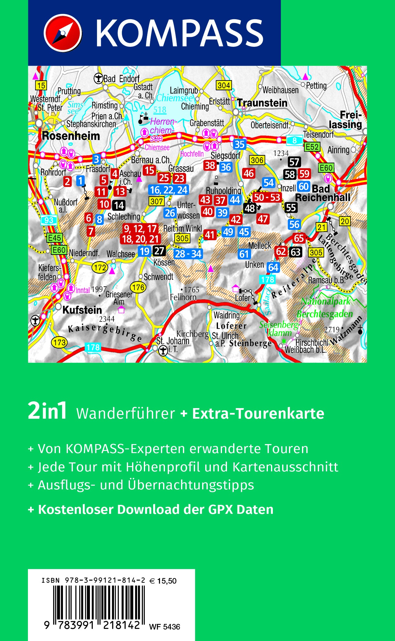 Chiemgauer Alpen, Wanderführer mit Extra-Tourenkarte 1:35.000 - Kompass Wanderführer