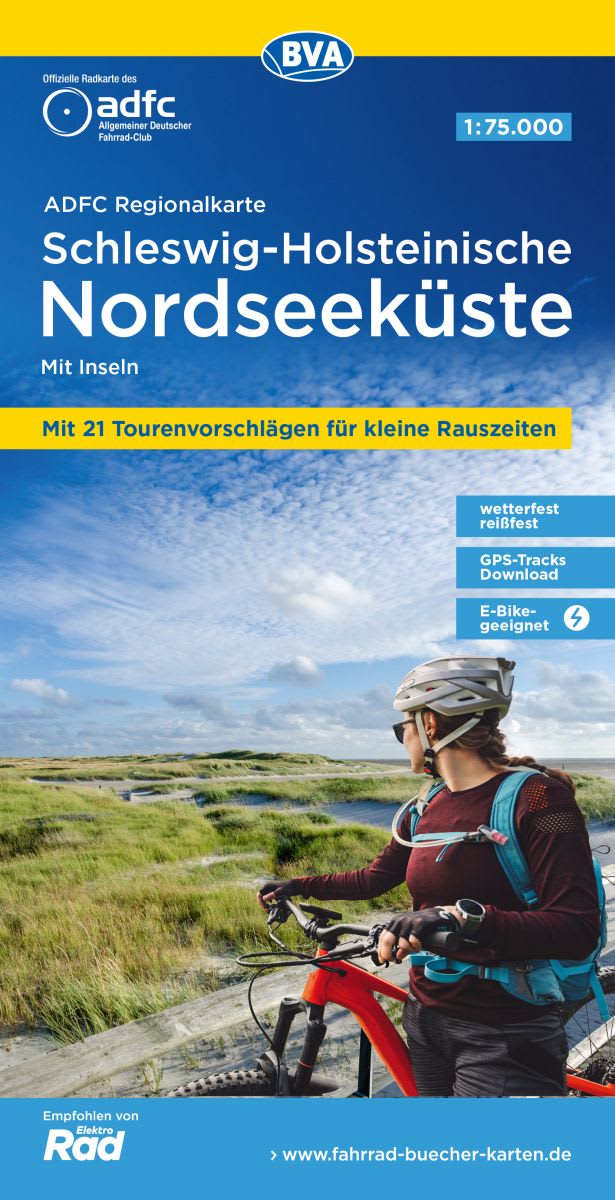 Schleswig-Holsteinische Nordseeküste mit Inseln - ADFC Regionalkarte