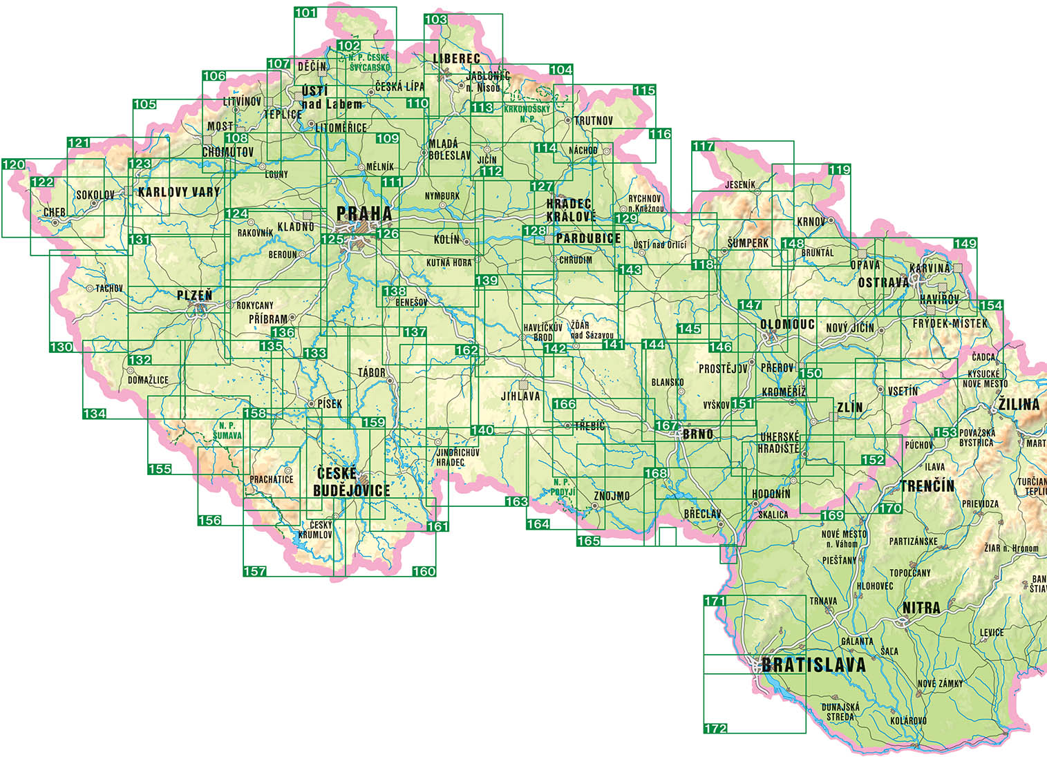 Tschechien / Slowakei 1:60.000 Fahrradkarten ShoCart