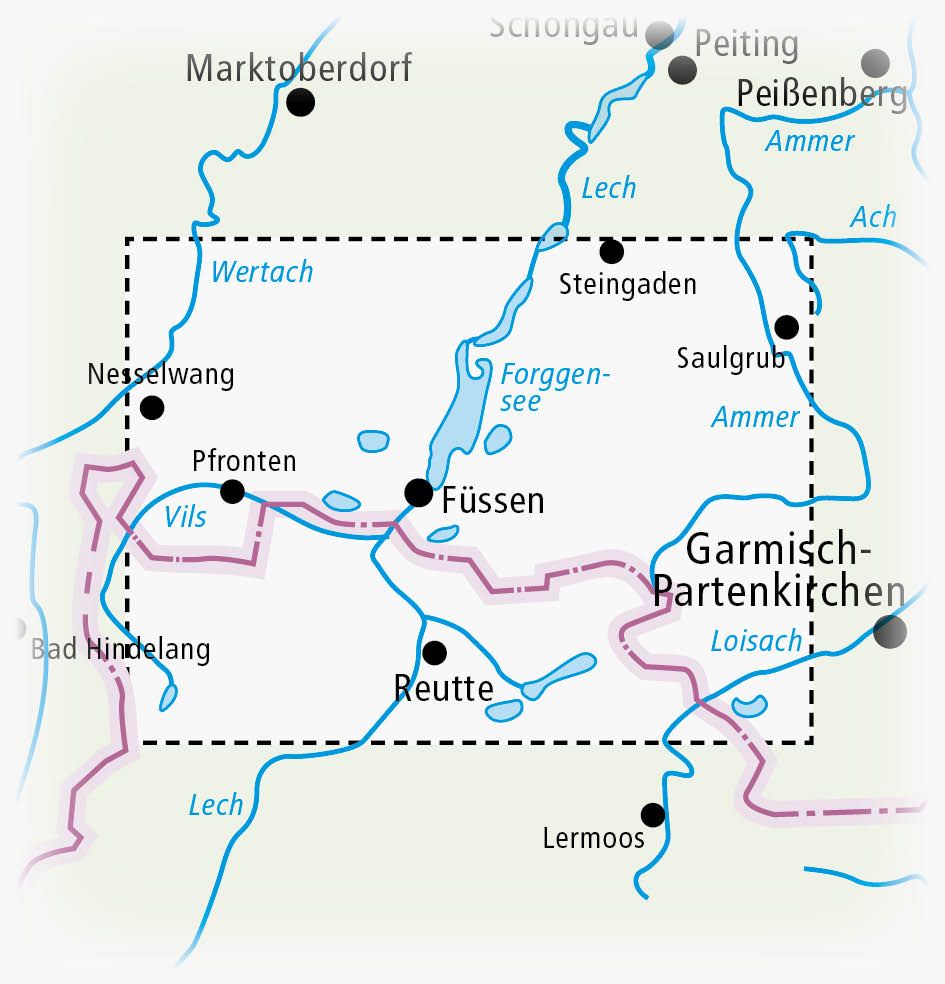 Füssen und Umgebung mit Tannheimer Tal 1:50000 - Freytag & Berndt