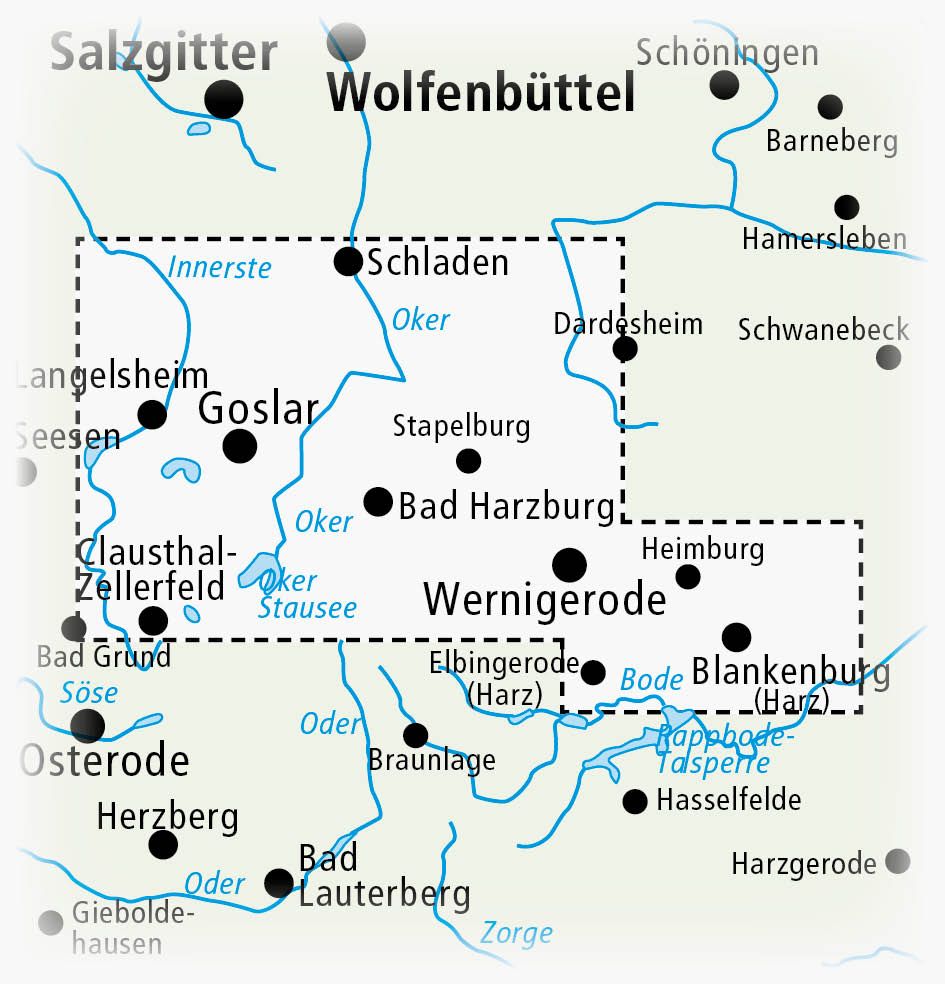 Goslar - Bad Harzburg - Ilsenburg - Wernigerode, Blankenburg - Thale 1:50000 - Freytag & Berndt