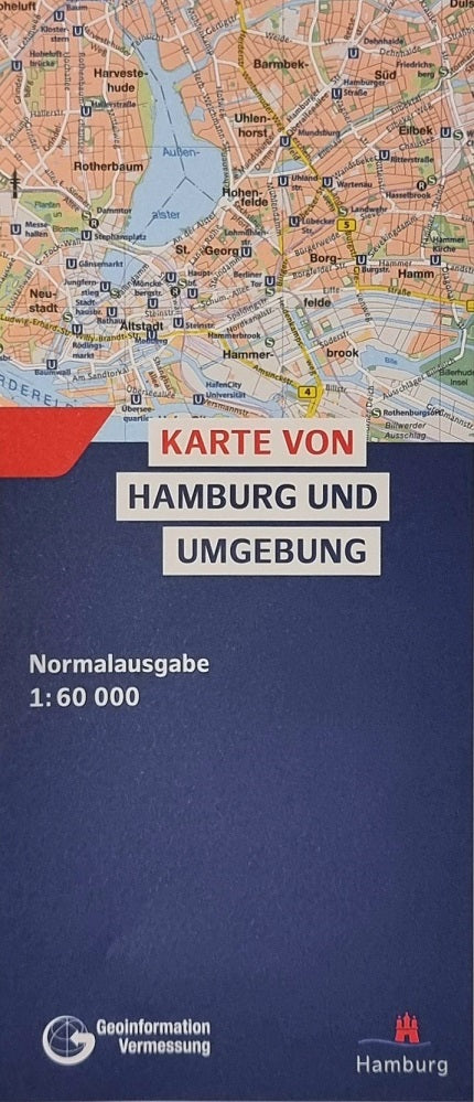 Hamburg Normalausgabe 1:60.000 gerollt - gerahmter Aufzug