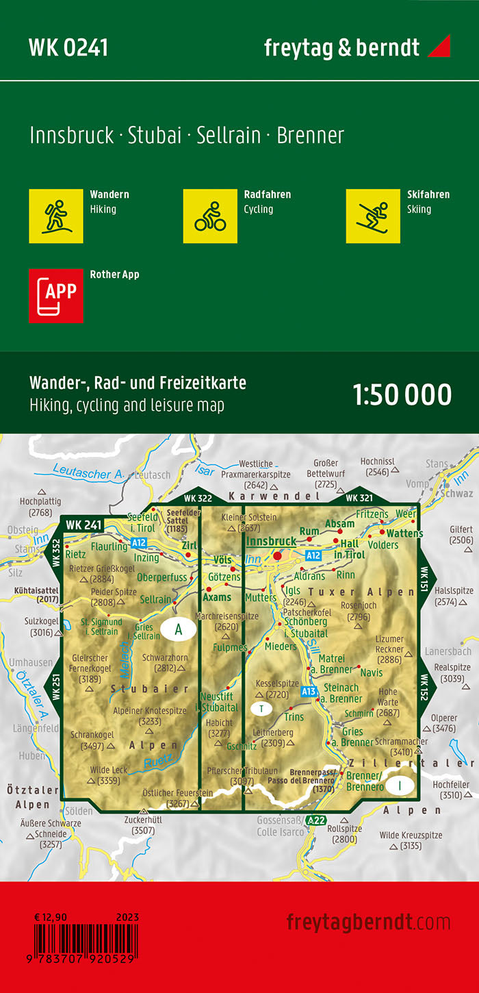 Innsbruck, Wander-, Rad- und Freizeitkarte 1:50.000 - Freytag & Berndt