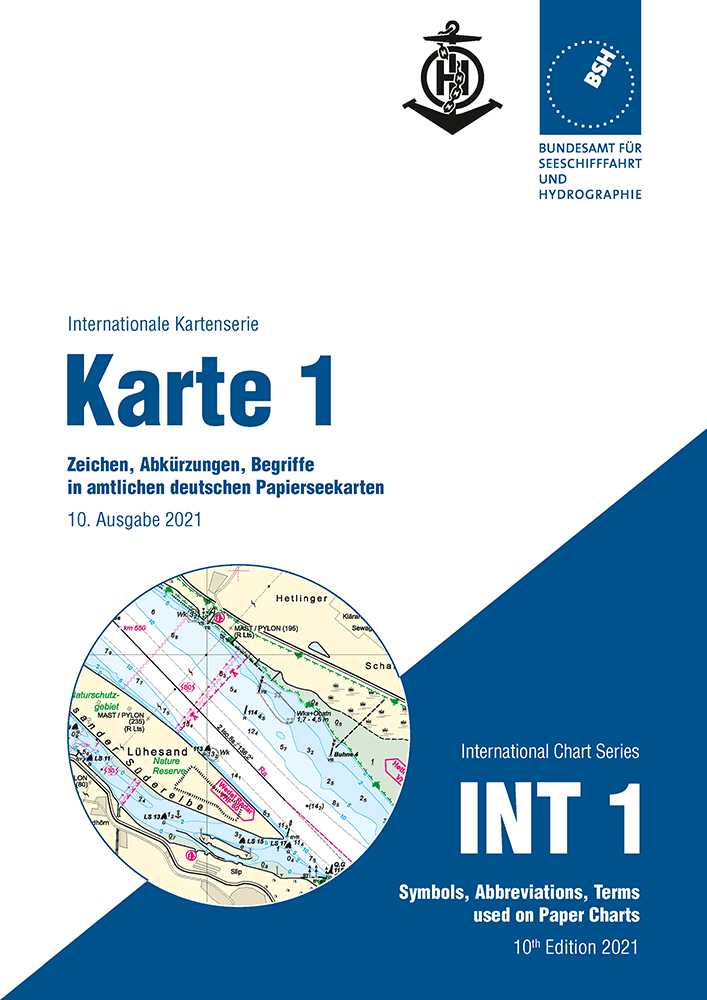 Karte 1 / INT 1 - Zeichen, Abkürzungen, Begriffe in amtlichen deutschen Papierseekarten - BSH