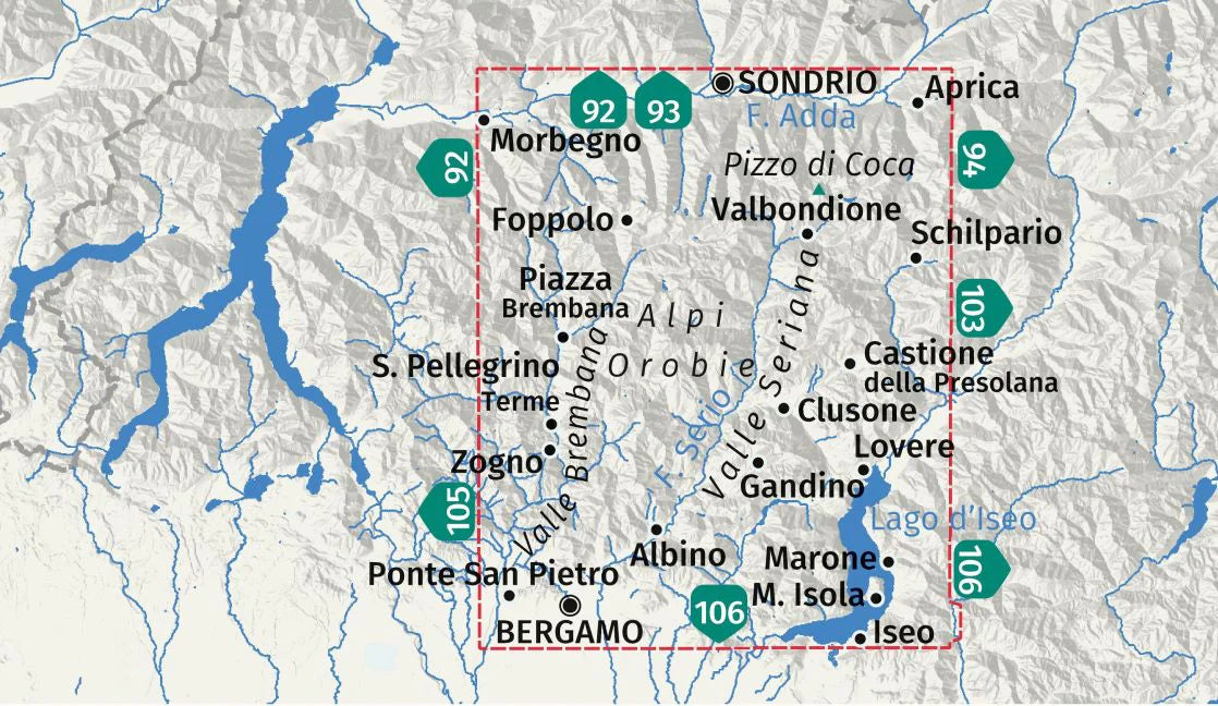 104 Alpi Orobie Bergamasche 1:50.000 - Kompass Wanderkarte