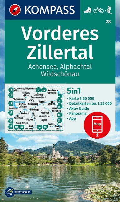 28 Vorderes Zillertal, Achensee, Alpbachtal, Wildschönau 1:50.000 - Kompass Wanderkarte