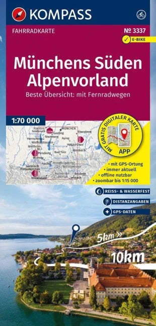 KOMPASS Fahrradkarte 3337 Münchens Süden, Alpenvorland 1:70.000