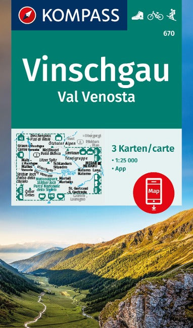 670 Vinschgau / Val Venosta 1:25.000 - Kompass Wanderkarte