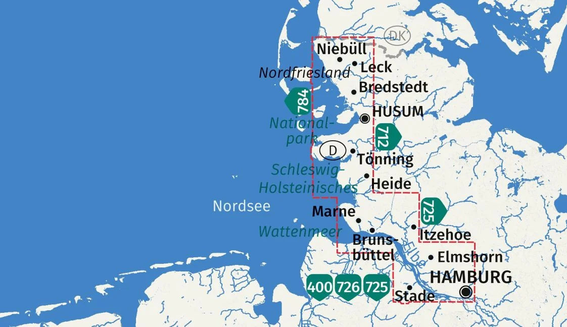 723 Nordseeküste von Hamburg bis Dänemark 1:50.000 - Kompass Wanderkarte