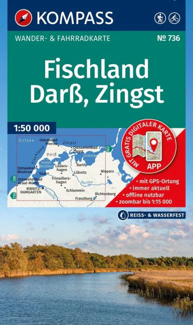736 Darß-Zingst-Fischland - Kompass Wanderkarte