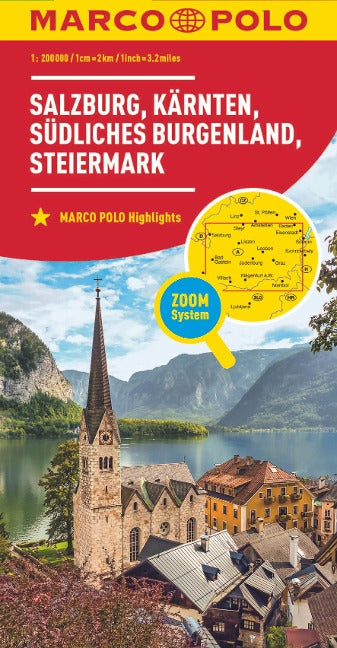 Salzburg, Kärnten, Steiermark, Südliches Burgenland 1:200.000 - Marco Polo Straßenkarte