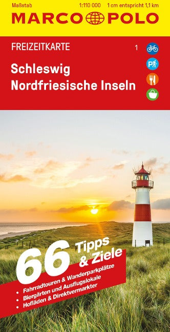 Schleswig, Nordfriesische Inseln 1:110.000 - Marco Polo Freizeitkarte