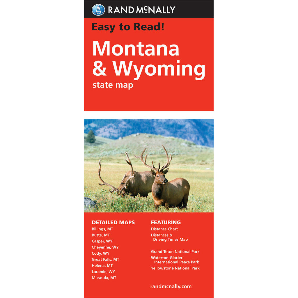 Montana, Wyoming State Map - Straßenkarte Rand McNally