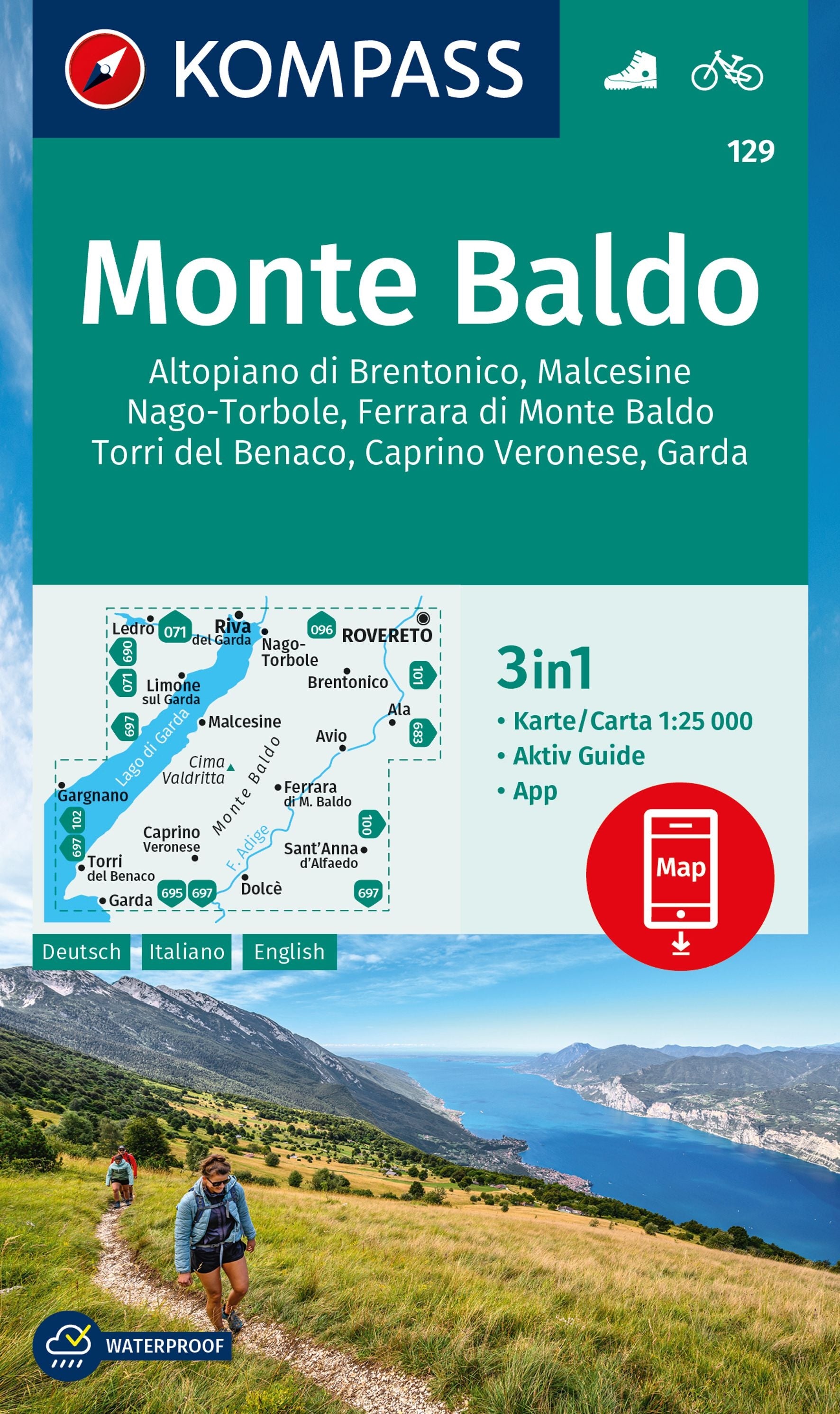 129 Monte Baldo 1:25.000 - Kompass Wanderkarte