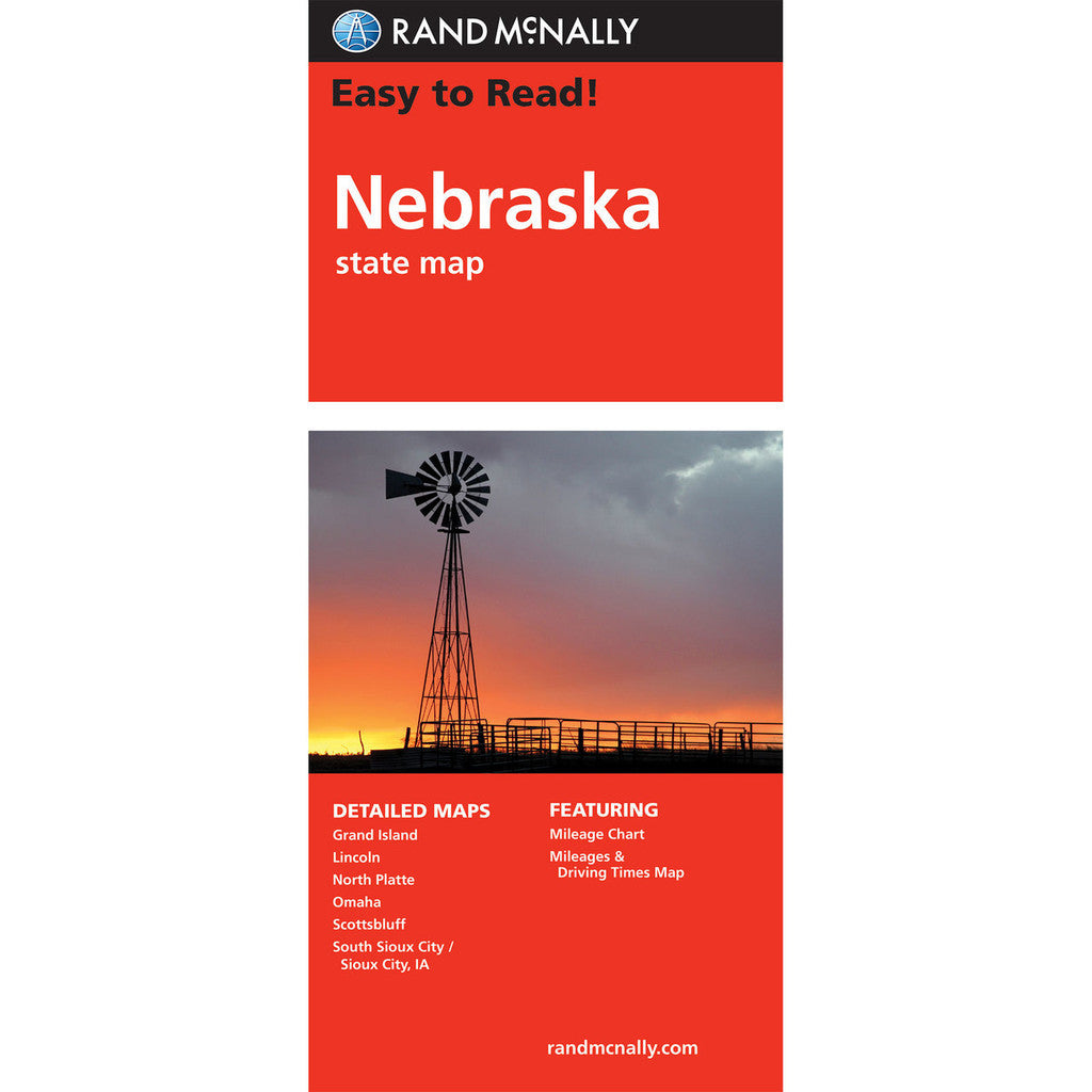 Nebraska State Map - Straßenkarte Rand McNally