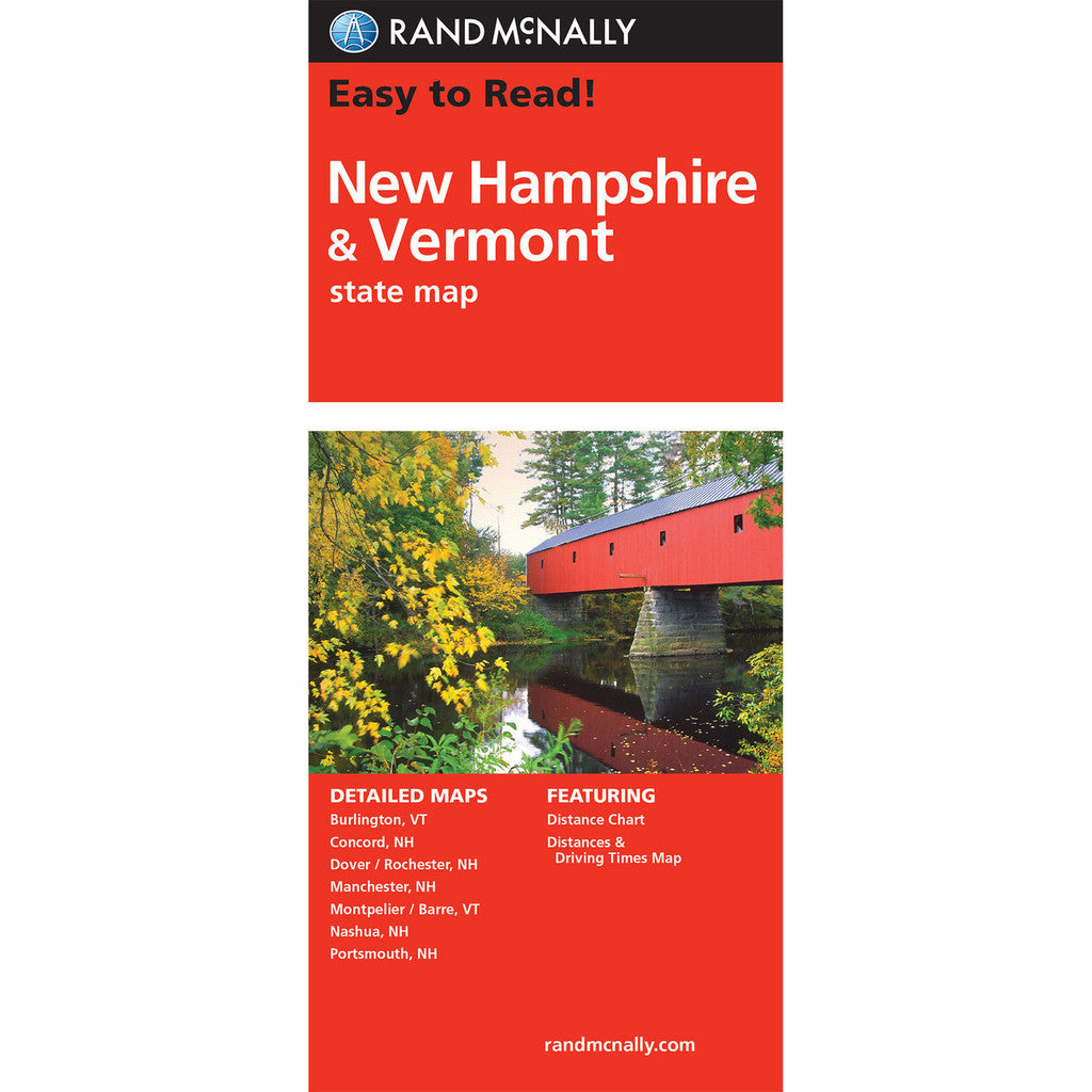 New Hampshire, Vermont State Map - Straßenkarte Rand McNally