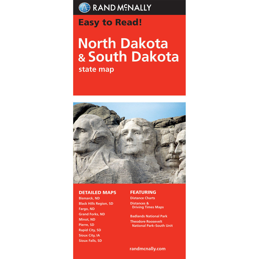 North Dakota, South Dakota State Map - Straßenkarte Rand McNally