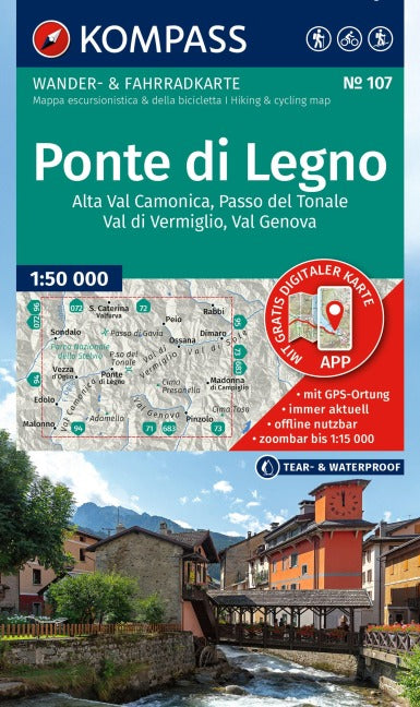 107 Ponte di Legno 1:50.000 - Kompass Wanderkarte