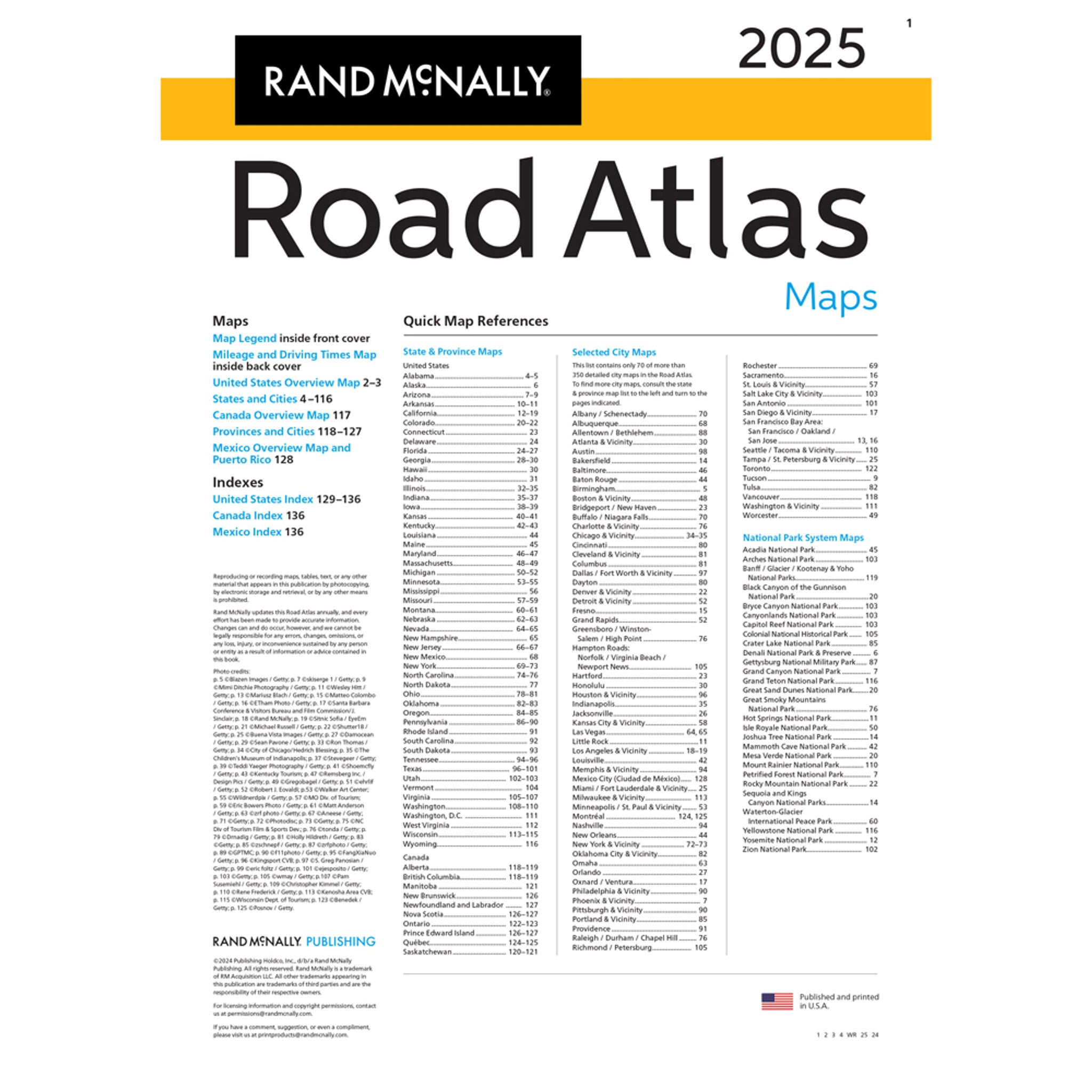 2025 USA Road Atlas Rand McNally Straßenatlas Amerika