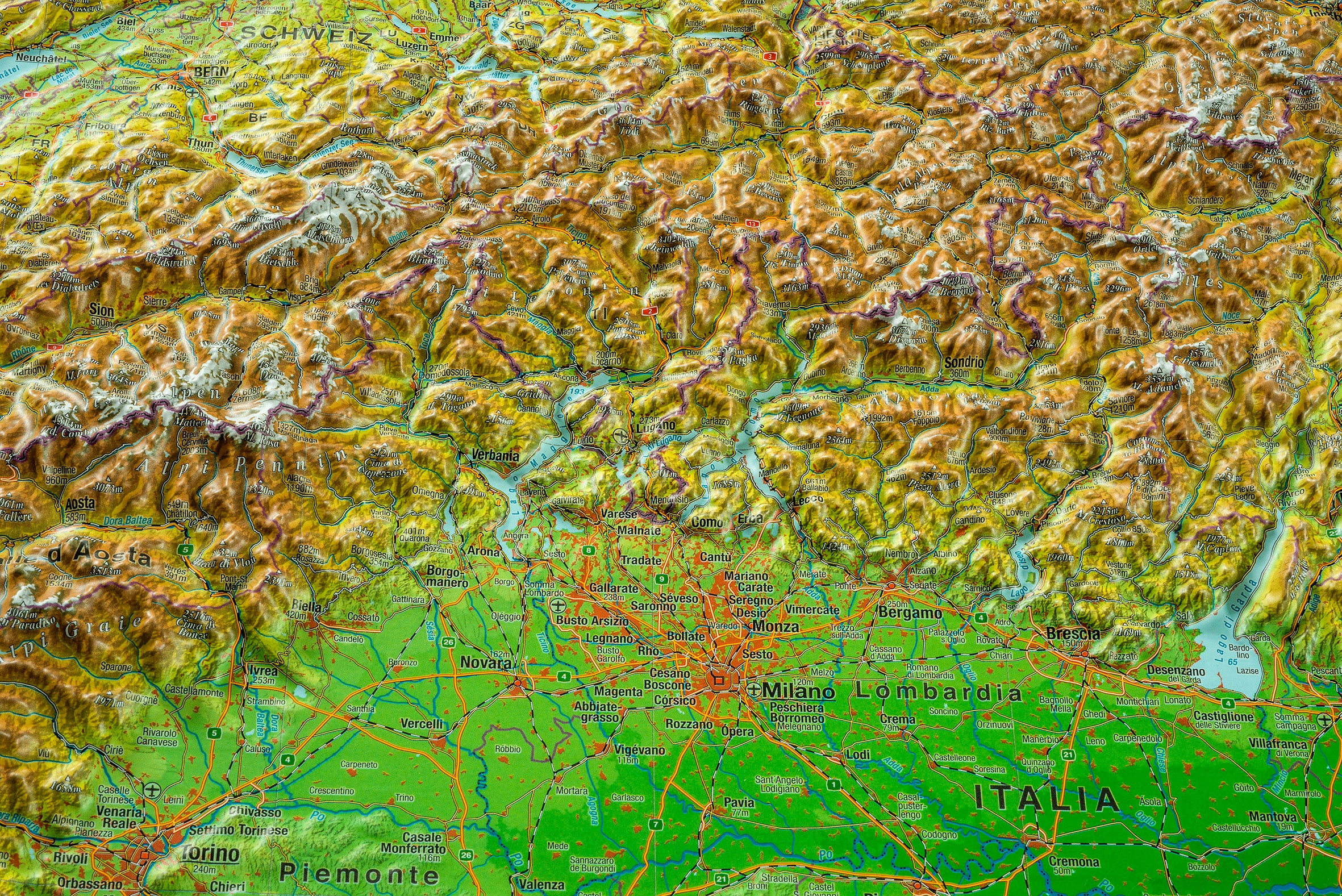 Alpen Relief groß - mit Alurahmen