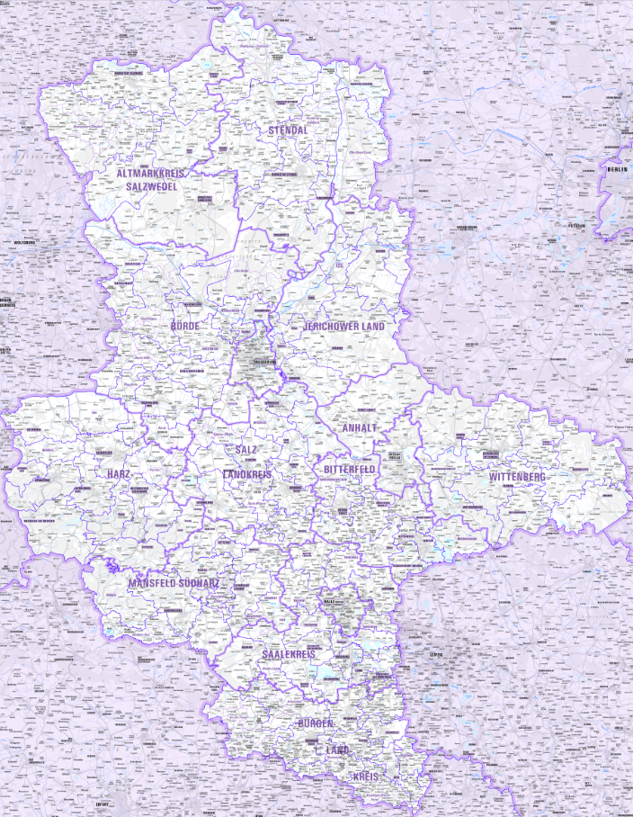 Verwaltungskarte Sachsen-Anhalt 1:250 000