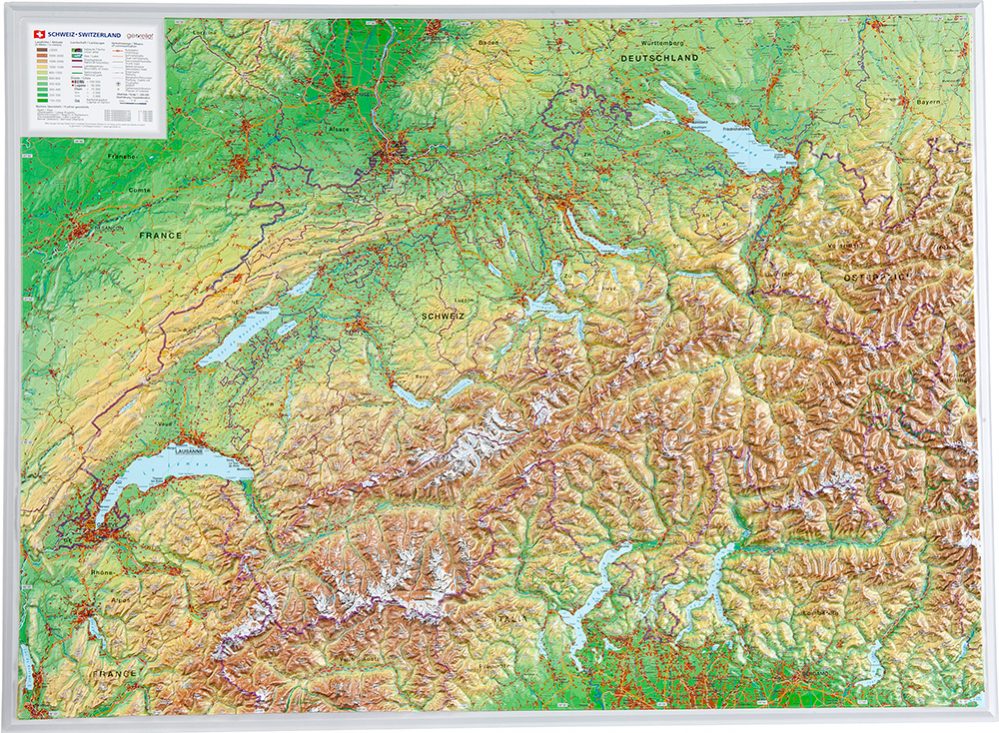 3D Reliefkarte Schweiz - Georelief