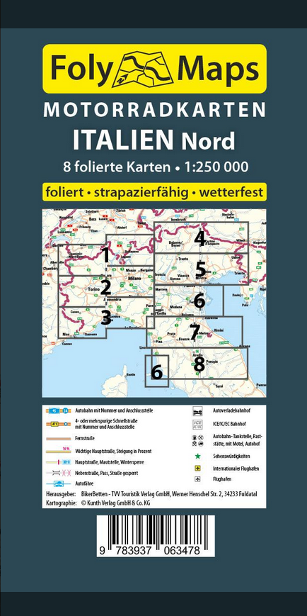 Italien Nord 1:250.000 - Motorradkarten-Set FolyMaps