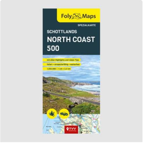 Schottlands North Coast 500 1:250.000 - Straßen- und Tourenkarte FolyMaps