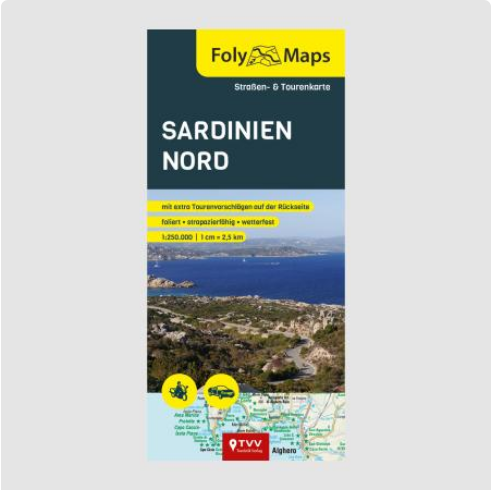 Sardinien Nord 1:250.000 - Straßen- und Tourenkarte FolyMaps