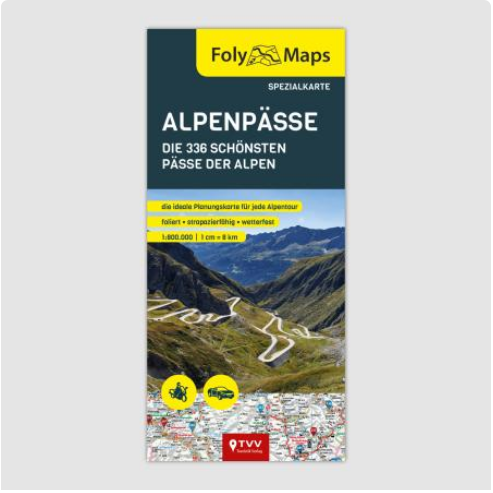 Alpenpässe - Die 336 schönsten Pässe der Alpen 1:800.000 - Spezialkarte FolyMaps