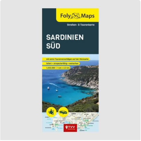 Sardinien Süd 1:250.000 - Straßen- und Tourenkarte FolyMaps